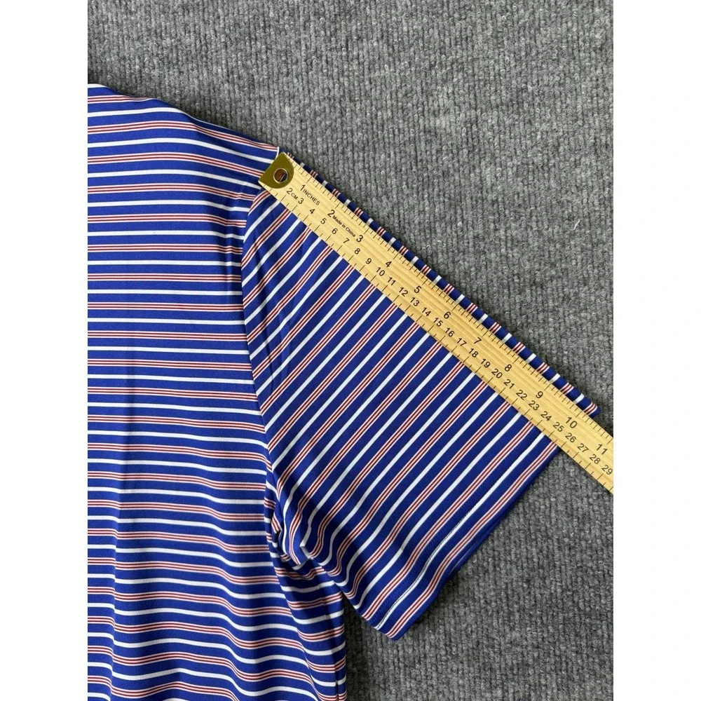 NWT RLX Ralph‎ Lauren Golf Polo Shirt Men Large Blue Red Striped Stretch